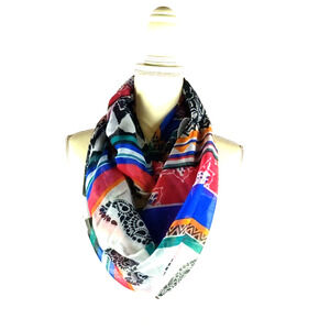 Infinity Scarf Orange Red Blue Colorful Statement